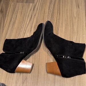 Style & Co. Black Ankle Boots with Brown Heel